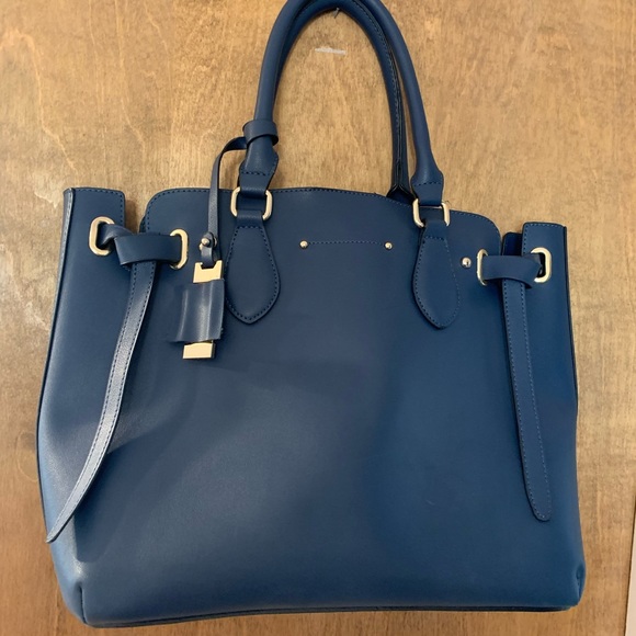 Gorgeous navy satchel style handbag with crossover - Picture 1 of 4